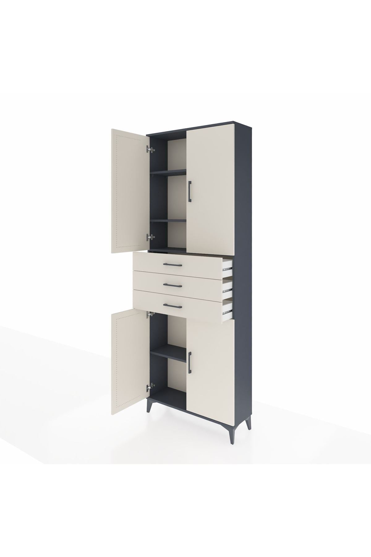 Arges Dolap 4 Raflı 3 Çekmeceli 4 Kapaklı 88x30x243 - S33M273V4A