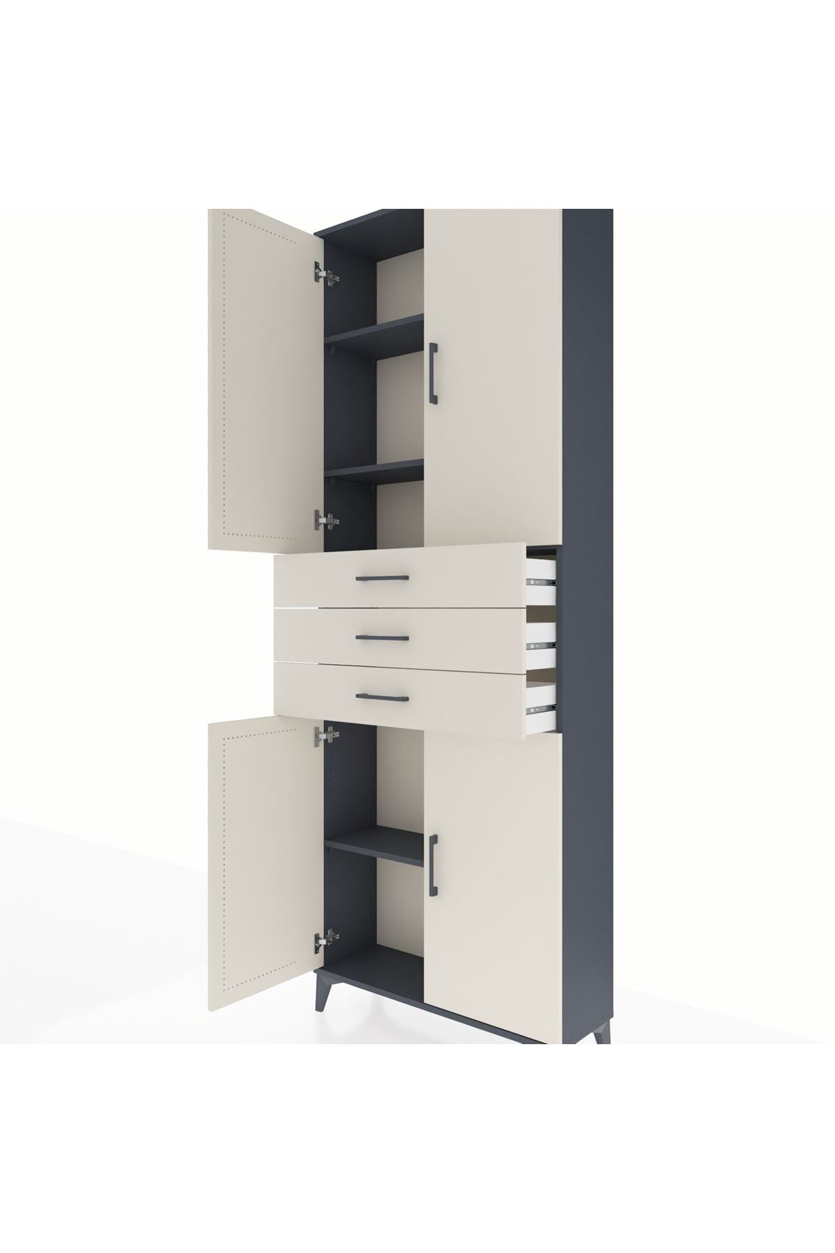 Arges Dolap 4 Raflı 3 Çekmeceli 4 Kapaklı 88x30x243 - S33M273V4A