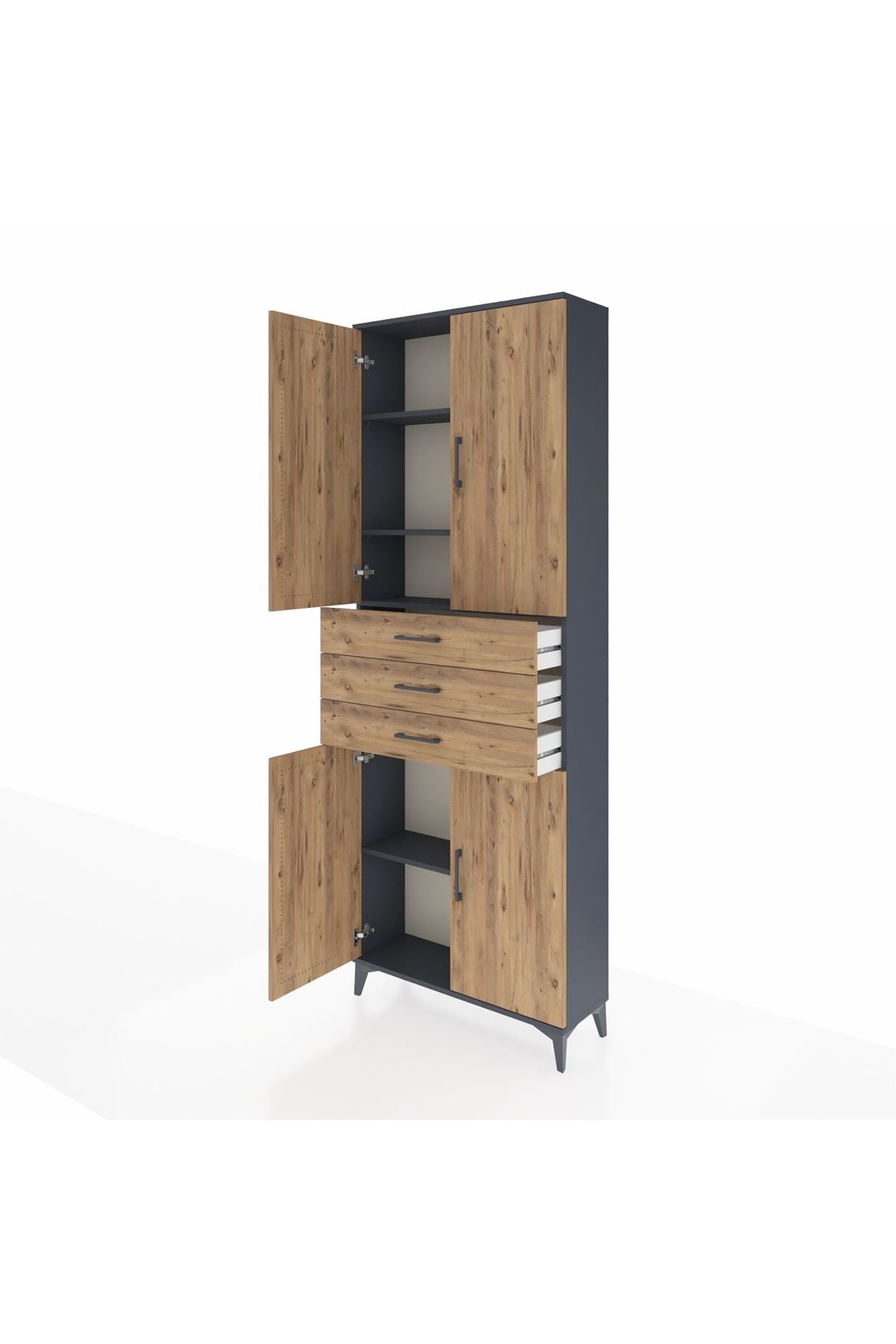 Arges Dolap 4 Raflı 3 Çekmeceli 4 Kapaklı 88x30x243 - S33M273V6A