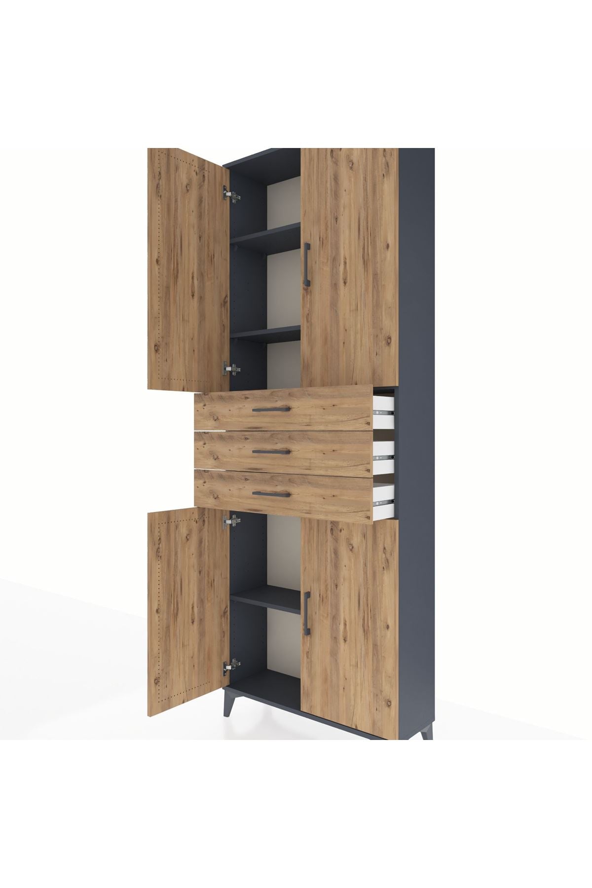 Arges Dolap 4 Raflı 3 Çekmeceli 4 Kapaklı 88x30x243 - S33M273V6A