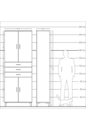 Arges Dolap 4 Raflı 3 Çekmeceli 4 Kapaklı 88x30x243 - S33M273V6A