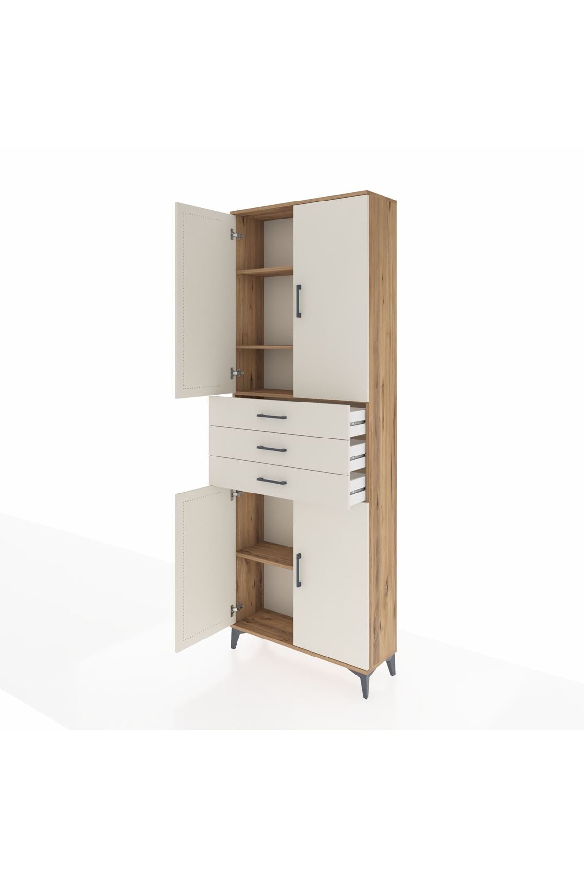 Arges Dolap 4 Raflı 3 Çekmeceli 4 Kapaklı 88x30x243 - S33M273V7A