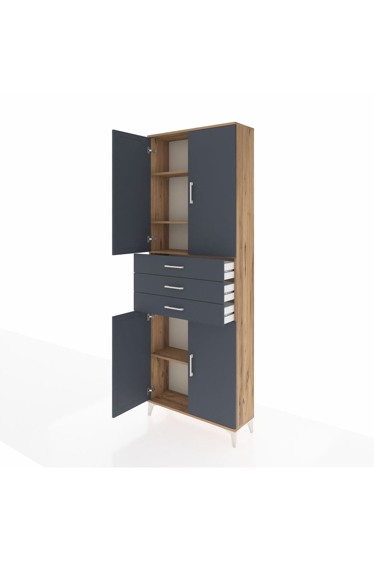 Arges Dolap 4 Raflı 3 Çekmeceli 4 Kapaklı 88x30x243 - S33M273V8A