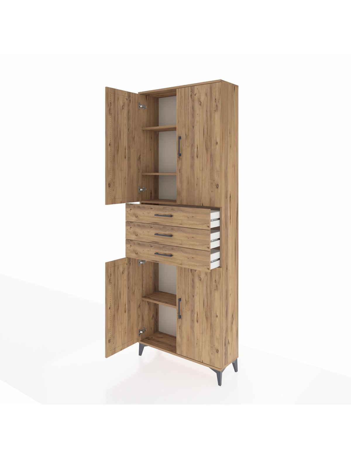 Arges Dolap 4 Raflı 3 Çekmeceli 4 Kapaklı 88x30x243 - S33M273V9A