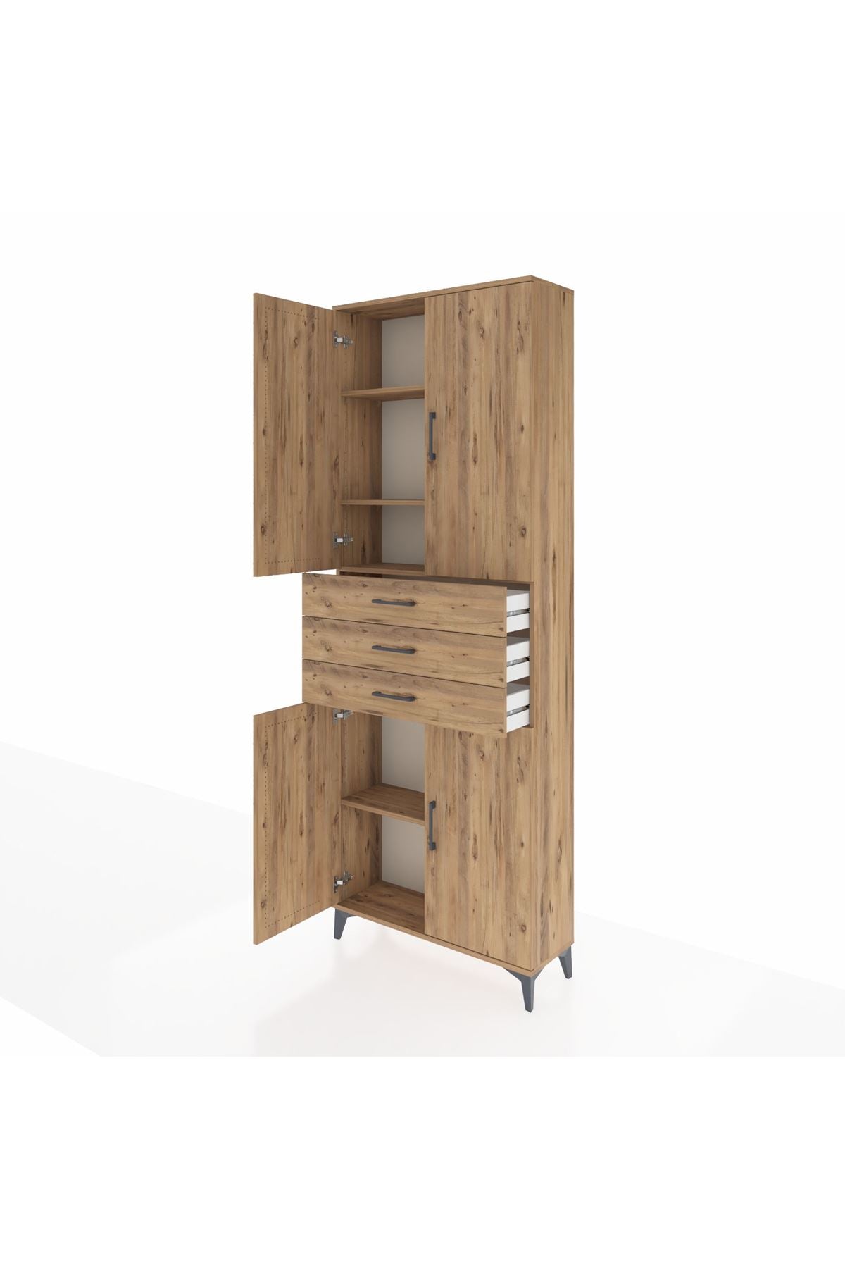 Arges Dolap 4 Raflı 3 Çekmeceli 4 Kapaklı 88x30x243 - S33M273V9A