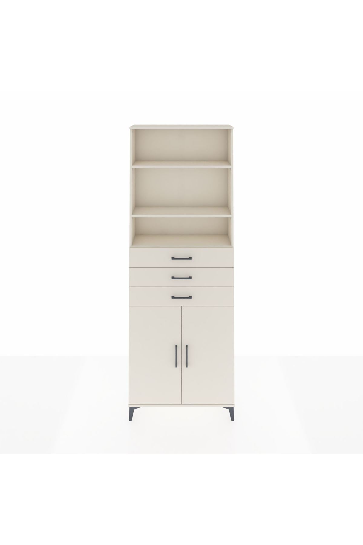 Arges Dolap 4 Raflı 3 Çekmeceli 2 Kapaklı 88x30x243 - S33M274V1A