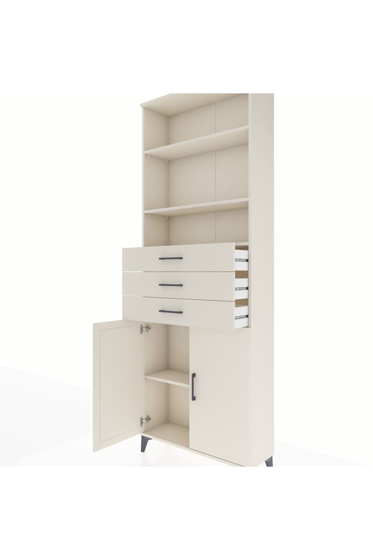 Arges Dolap 4 Raflı 3 Çekmeceli 2 Kapaklı 88x30x243 - S33M274V1A