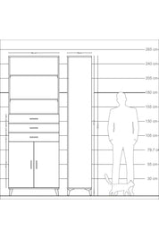 Arges Dolap 4 Raflı 3 Çekmeceli 2 Kapaklı 88x30x243 - S33M274V1A