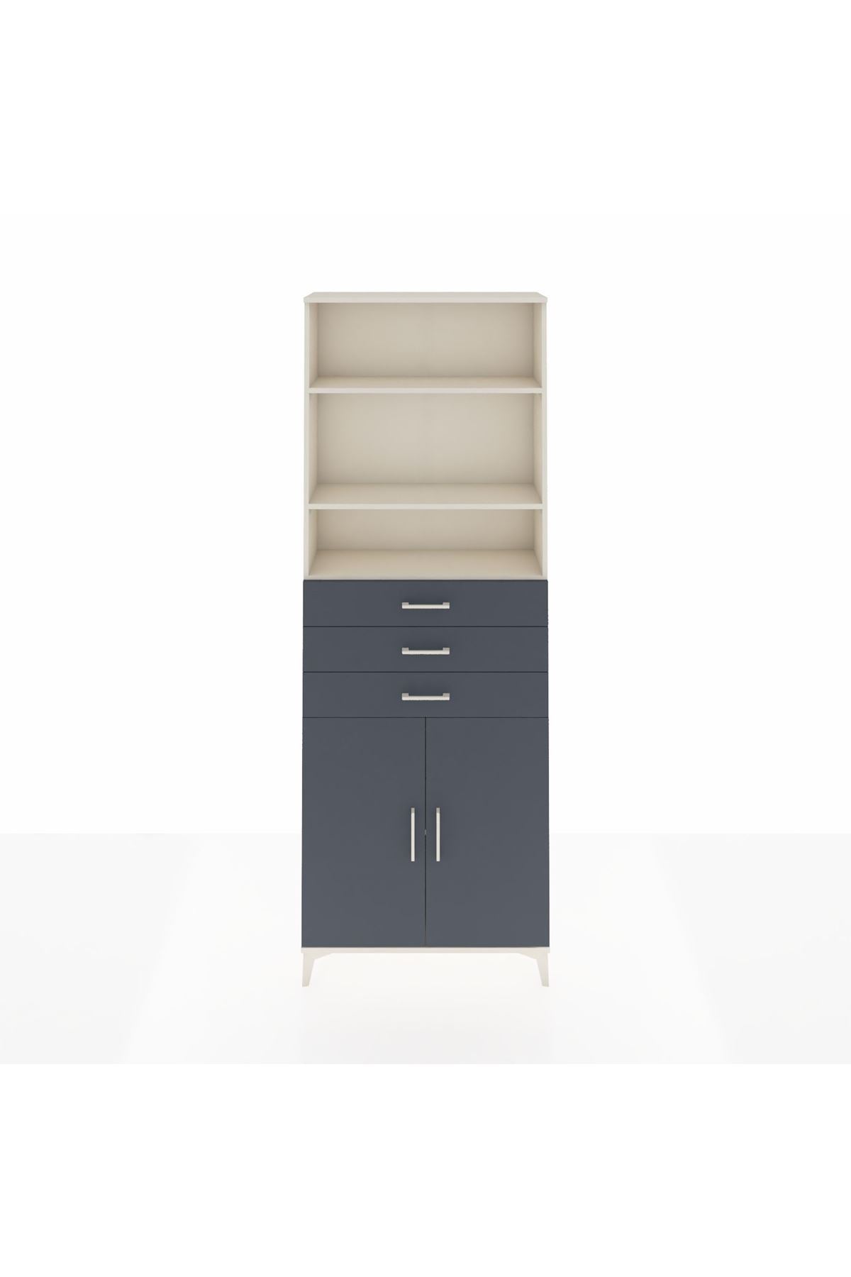 Arges Dolap 4 Raflı 3 Çekmeceli 2 Kapaklı 88x30x243 - S33M274V2A