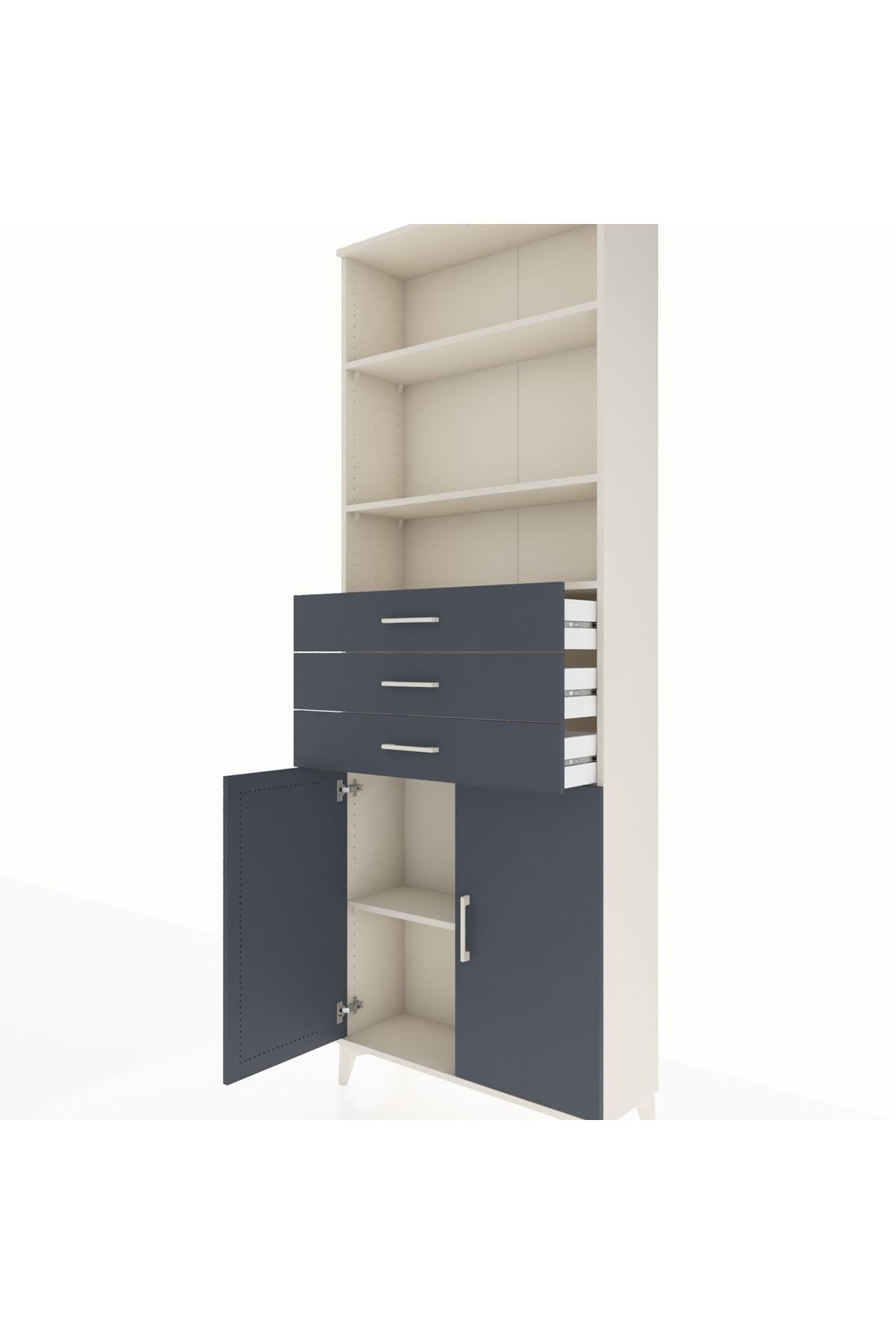 Arges Dolap 4 Raflı 3 Çekmeceli 2 Kapaklı 88x30x243 - S33M274V2A