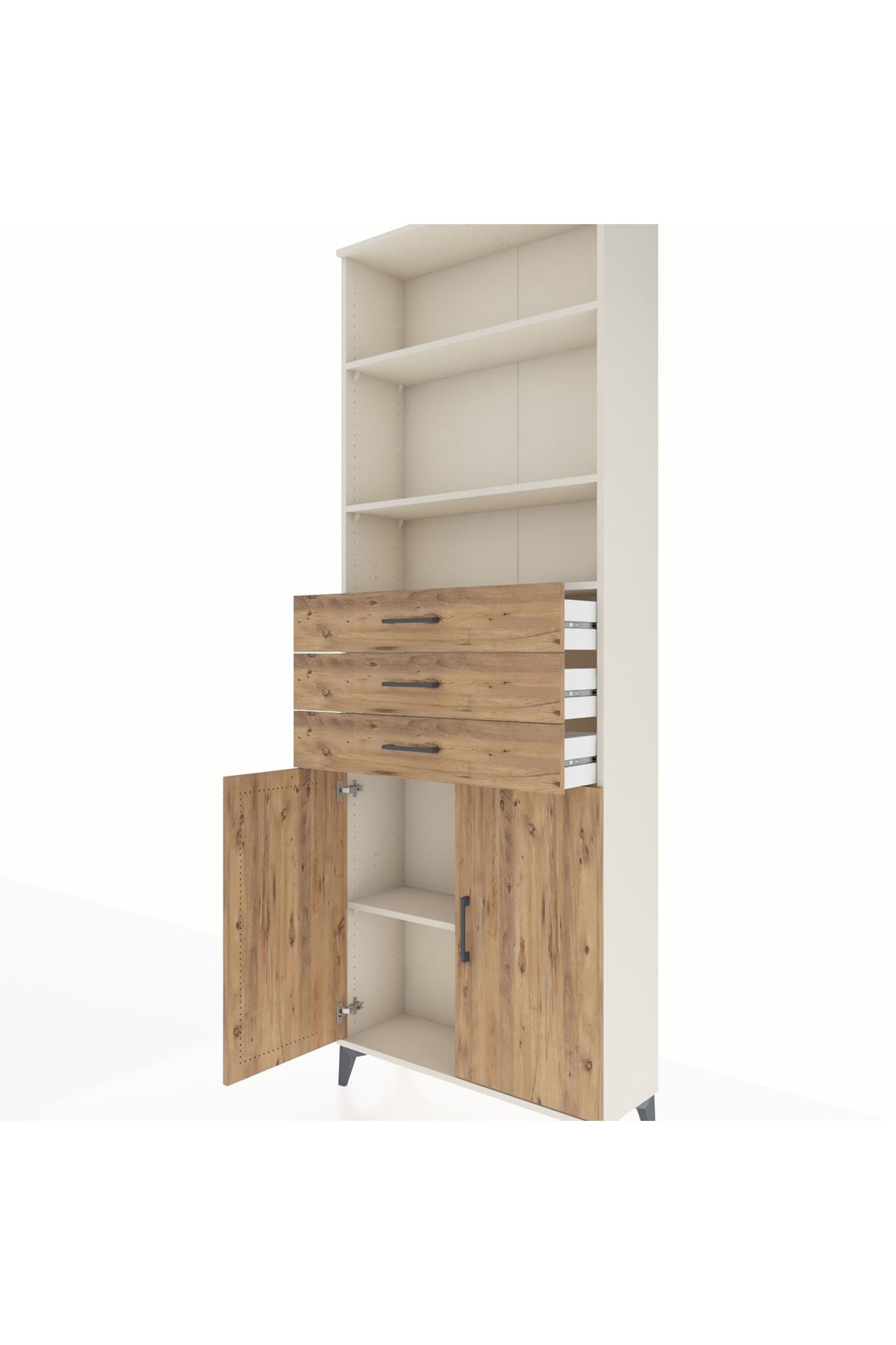 Arges Dolap 4 Raflı 3 Çekmeceli 2 Kapaklı 88x30x243 - S33M274V3A