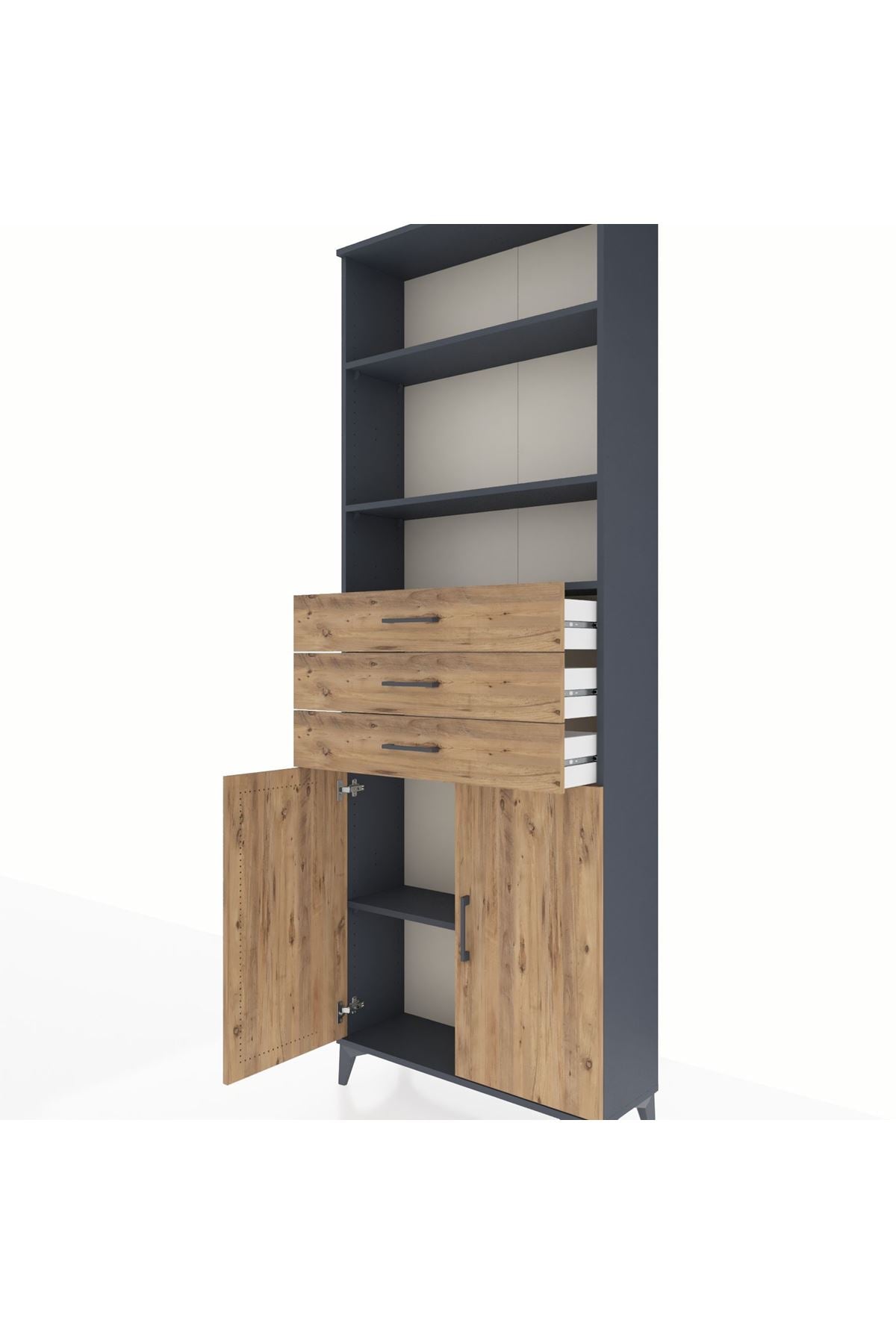 Arges Dolap 4 Raflı 3 Çekmeceli 2 Kapaklı 88x30x243 - S33M274V6A