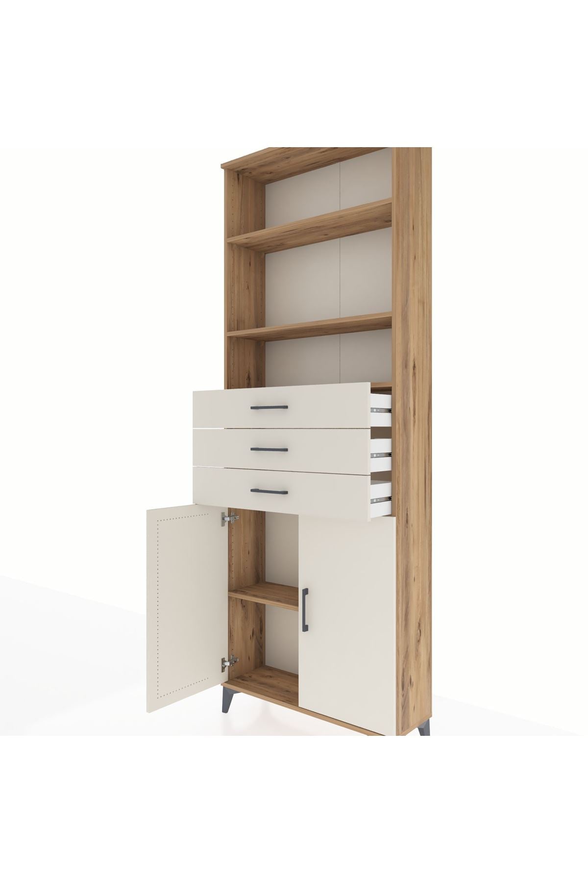 Arges Dolap 4 Raflı 3 Çekmeceli 2 Kapaklı 88x30x243 - S33M274V7A