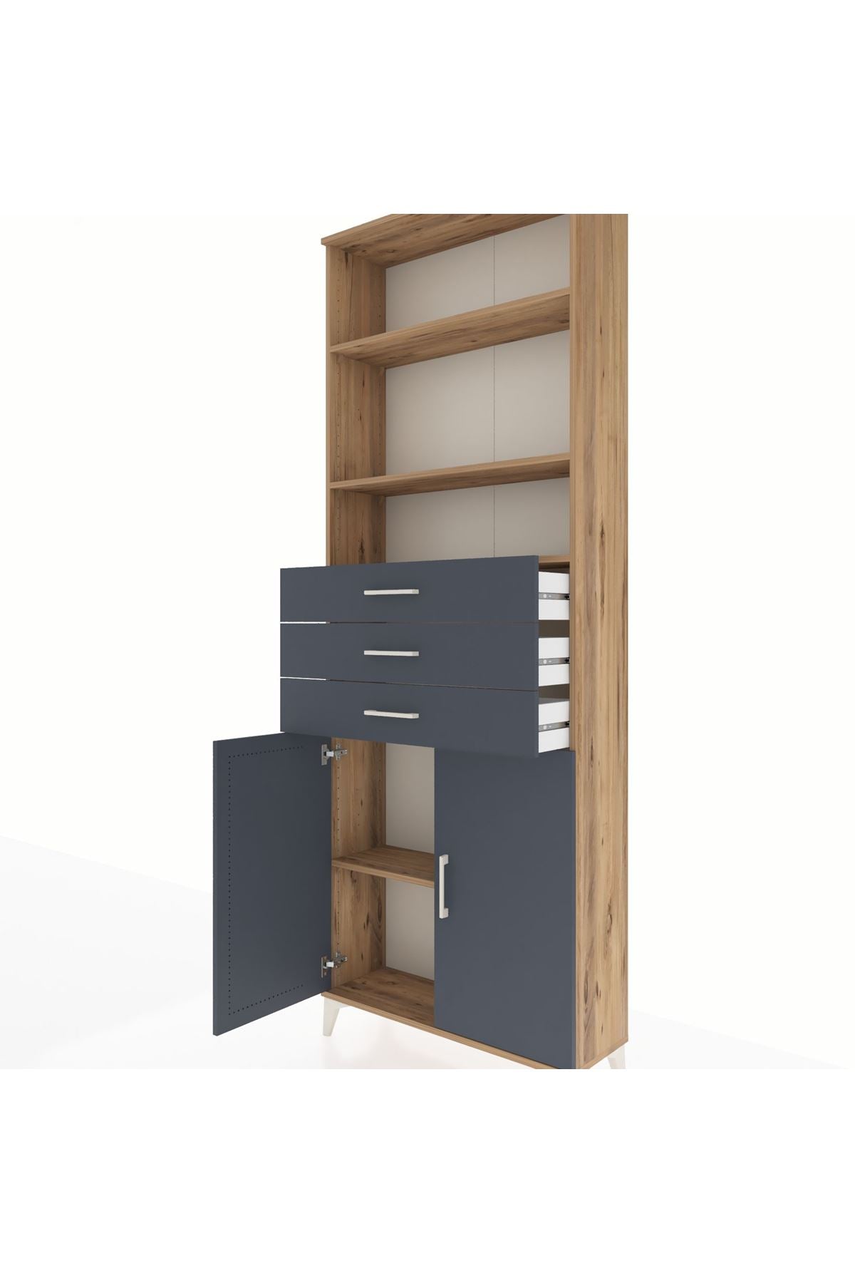 Arges Dolap 4 Raflı 3 Çekmeceli 2 Kapaklı 88x30x243 - S33M274V8A