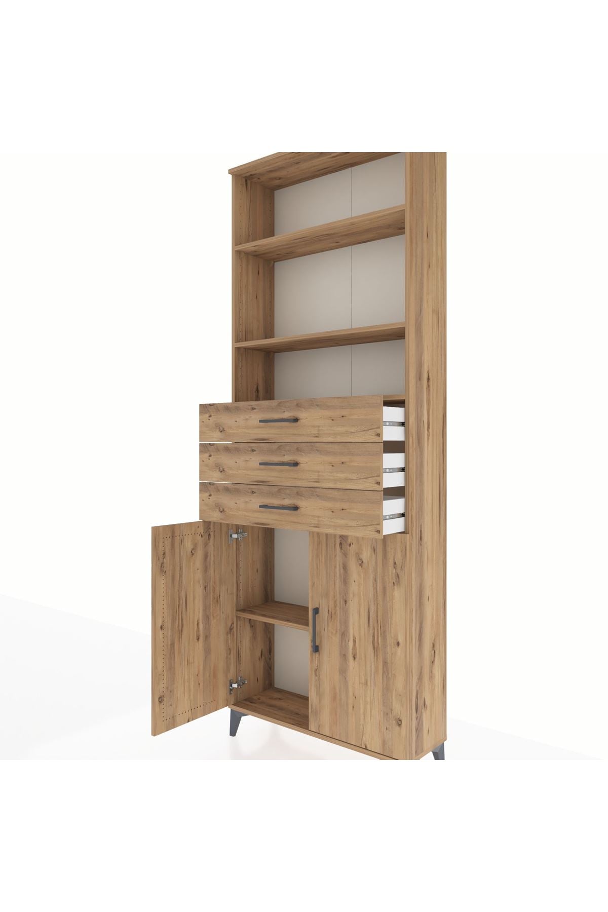 Arges Dolap 4 Raflı 3 Çekmeceli 2 Kapaklı 88x30x243 - S33M274V9A