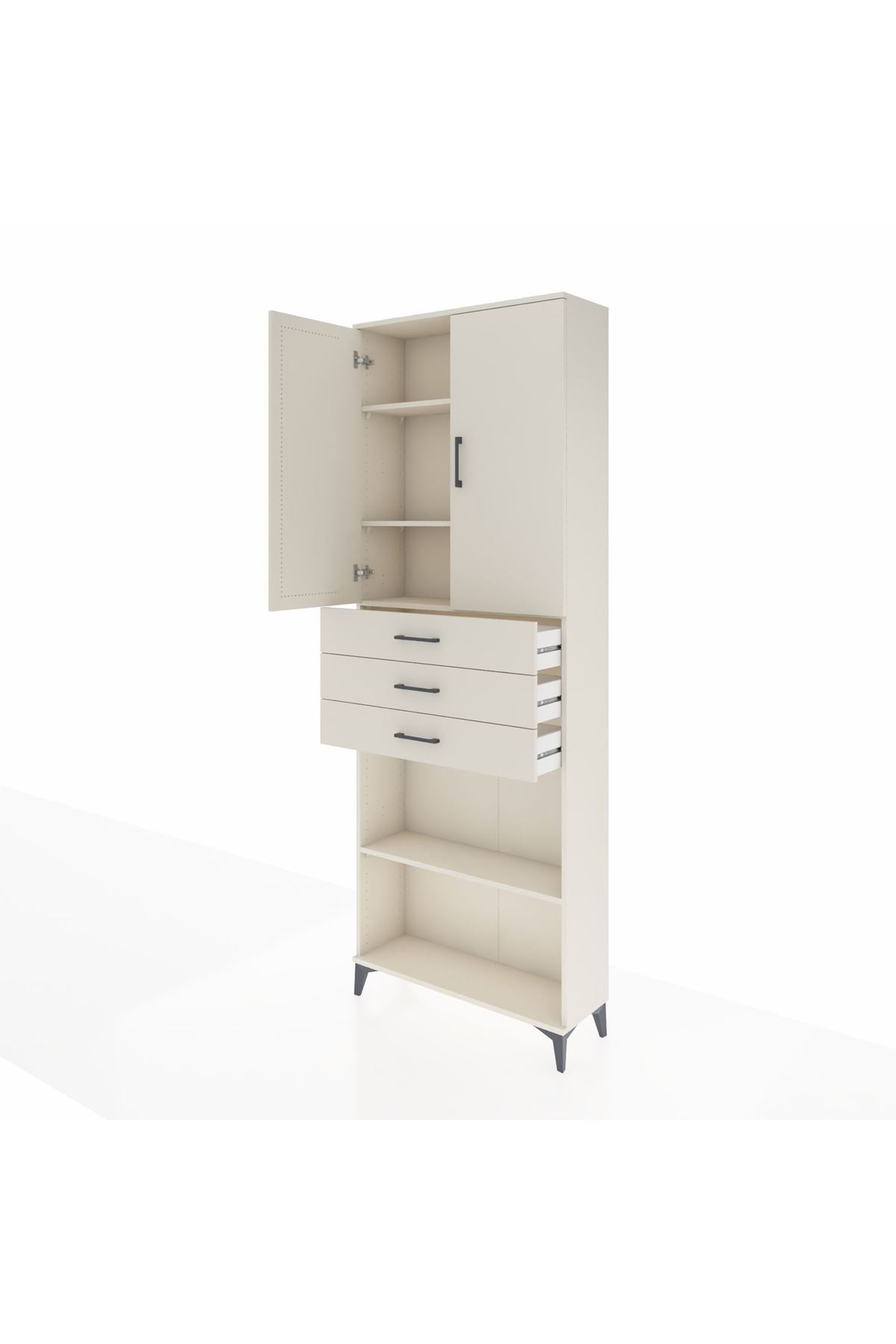 Arges Dolap 4 Raflı 3 Çekmeceli 2 Kapaklı 88x30x243 - S33M275V1A