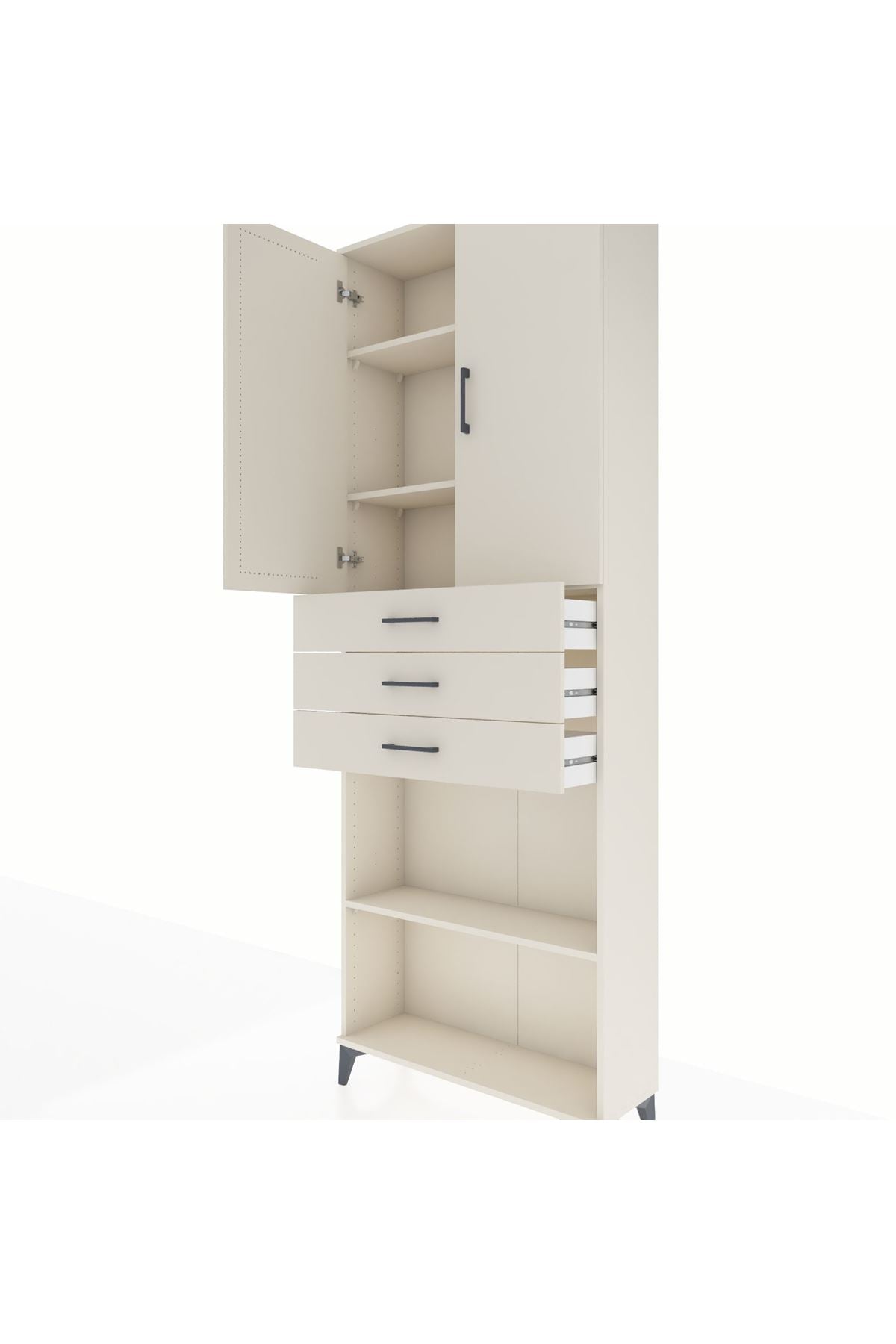 Arges Dolap 4 Raflı 3 Çekmeceli 2 Kapaklı 88x30x243 - S33M275V1A