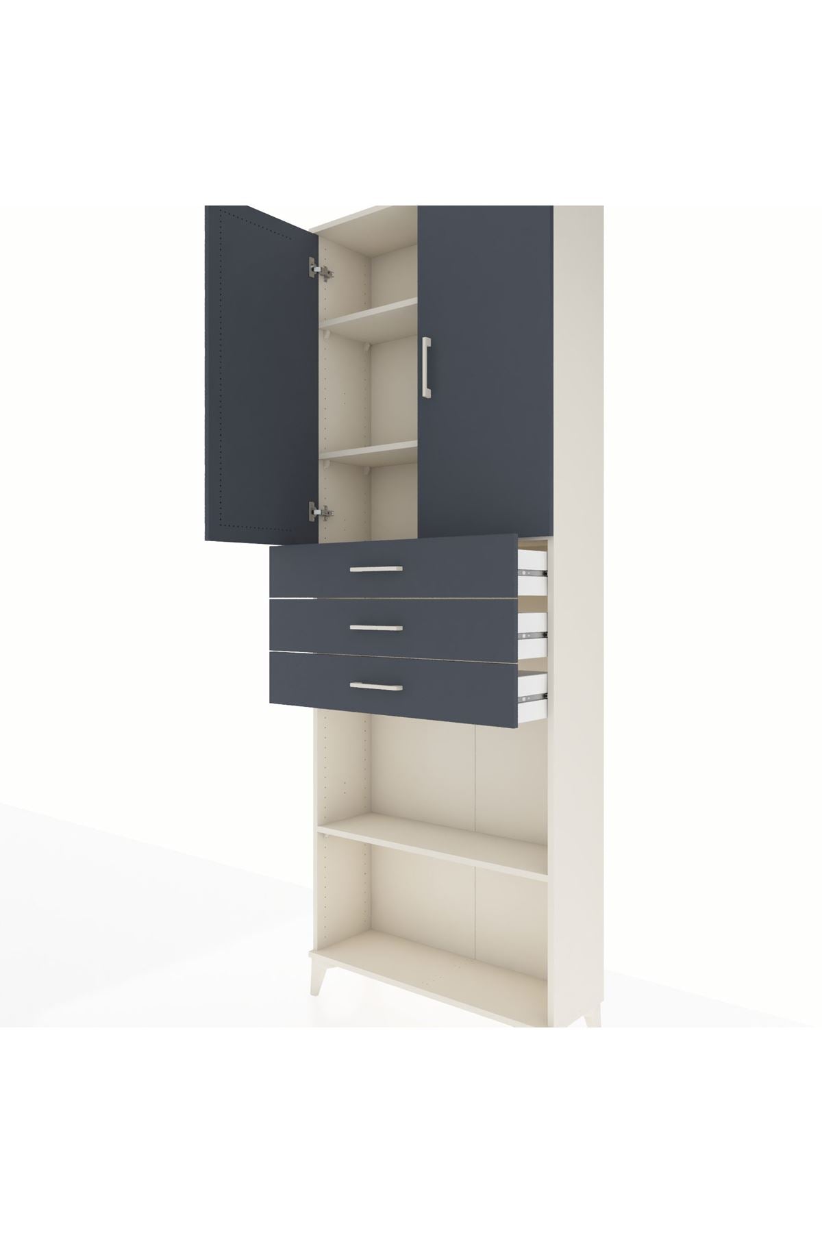 Arges Dolap 4 Raflı 3 Çekmeceli 2 Kapaklı 88x30x243 - S33M275V2A
