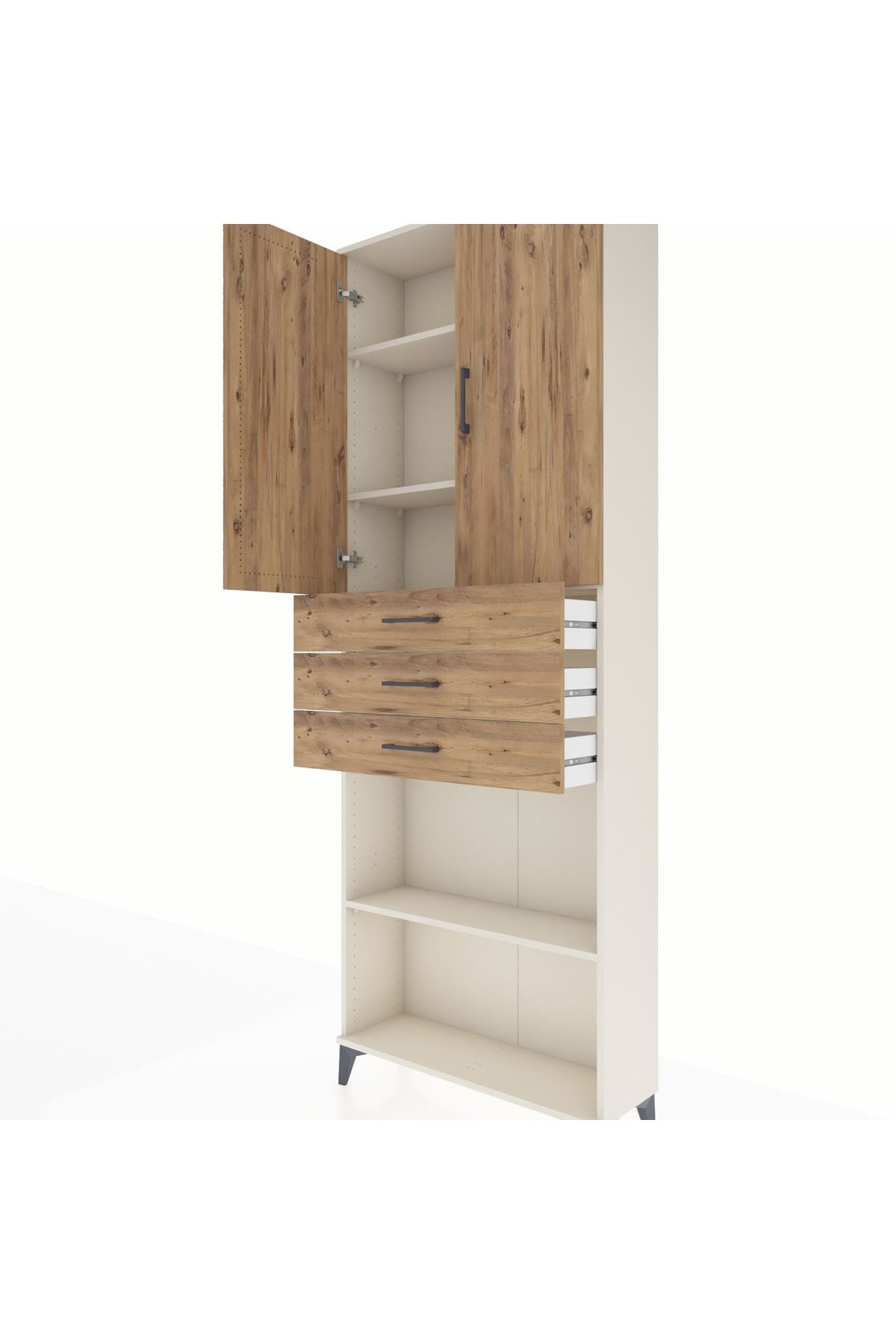 Arges Dolap 4 Raflı 3 Çekmeceli 2 Kapaklı 88x30x243 - S33M275V3A