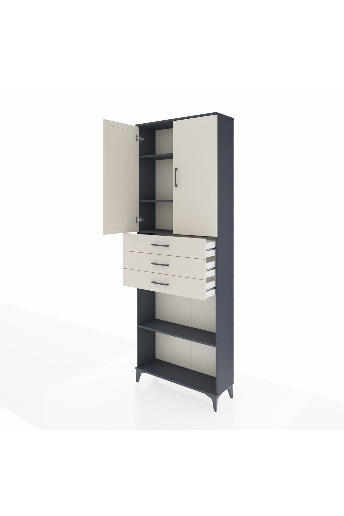 Arges Dolap 4 Raflı 3 Çekmeceli 2 Kapaklı 88x30x243 - S33M275V4A