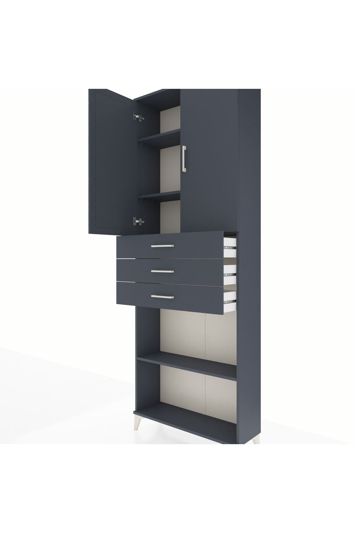 Arges Dolap 4 Raflı 3 Çekmeceli 2 Kapaklı 88x30x243 - S33M275V5A