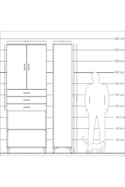 Arges Dolap 4 Raflı 3 Çekmeceli 2 Kapaklı 88x30x243 - S33M275V5A