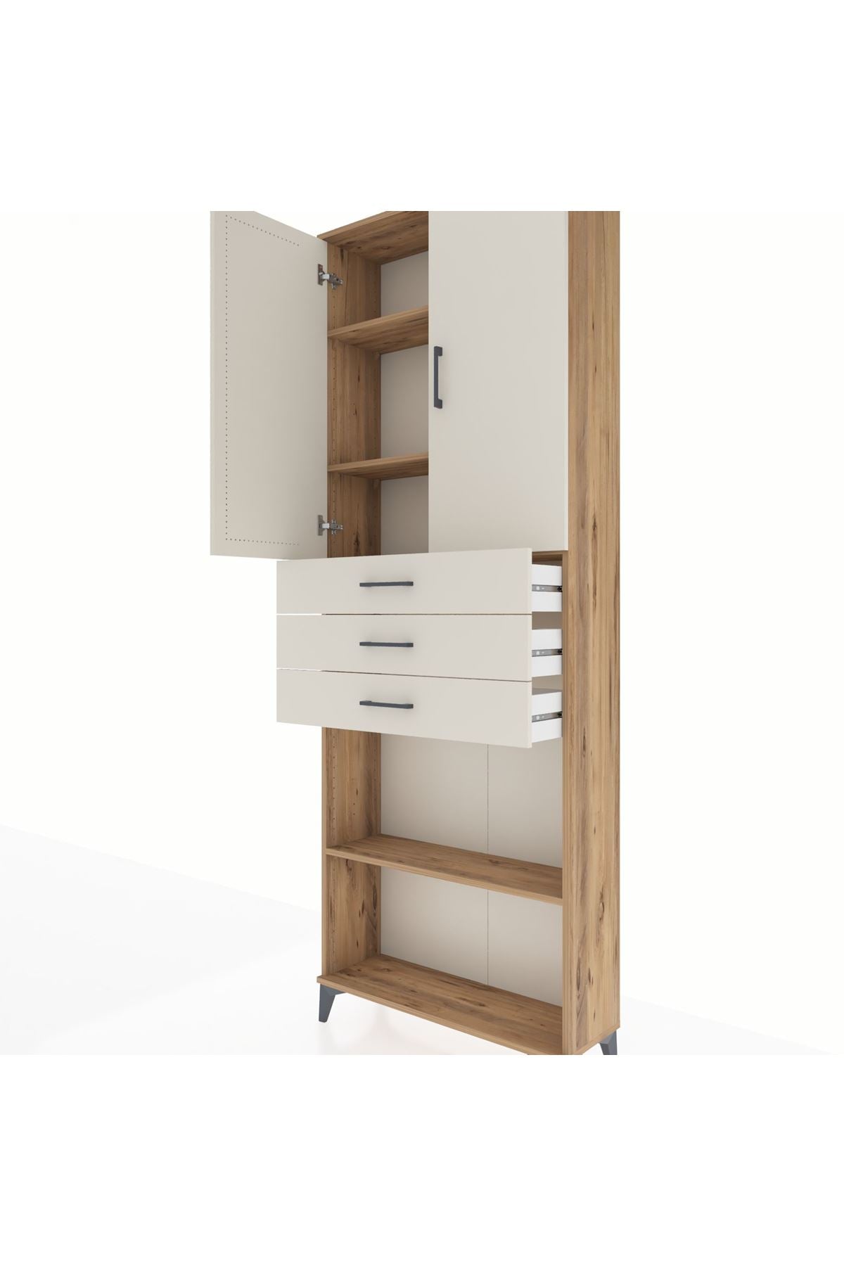 Arges Dolap 4 Raflı 3 Çekmeceli 2 Kapaklı 88x30x243 - S33M275V7A