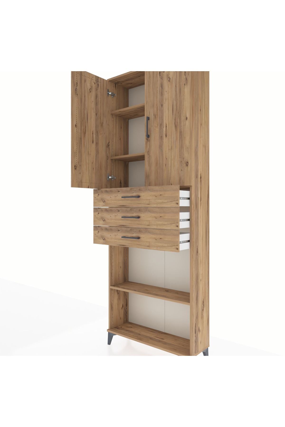 Arges Dolap 4 Raflı 3 Çekmeceli 2 Kapaklı 88x30x243 - S33M275V9A