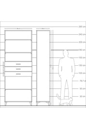 Arges Dolap 4 Raflı 3 Çekmeceli 88x30x243 - S33M276V4A