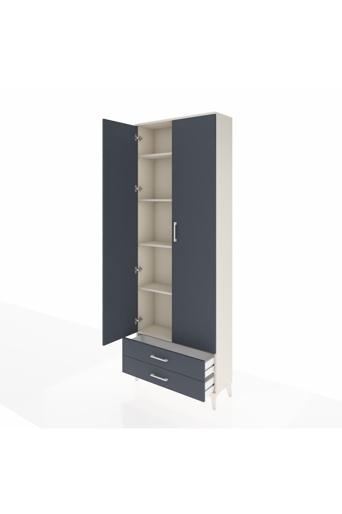 Arges Dolap 5 Raflı 2 Çekmeceli 2 Kapaklı 88x30x243 - S33M277V2A