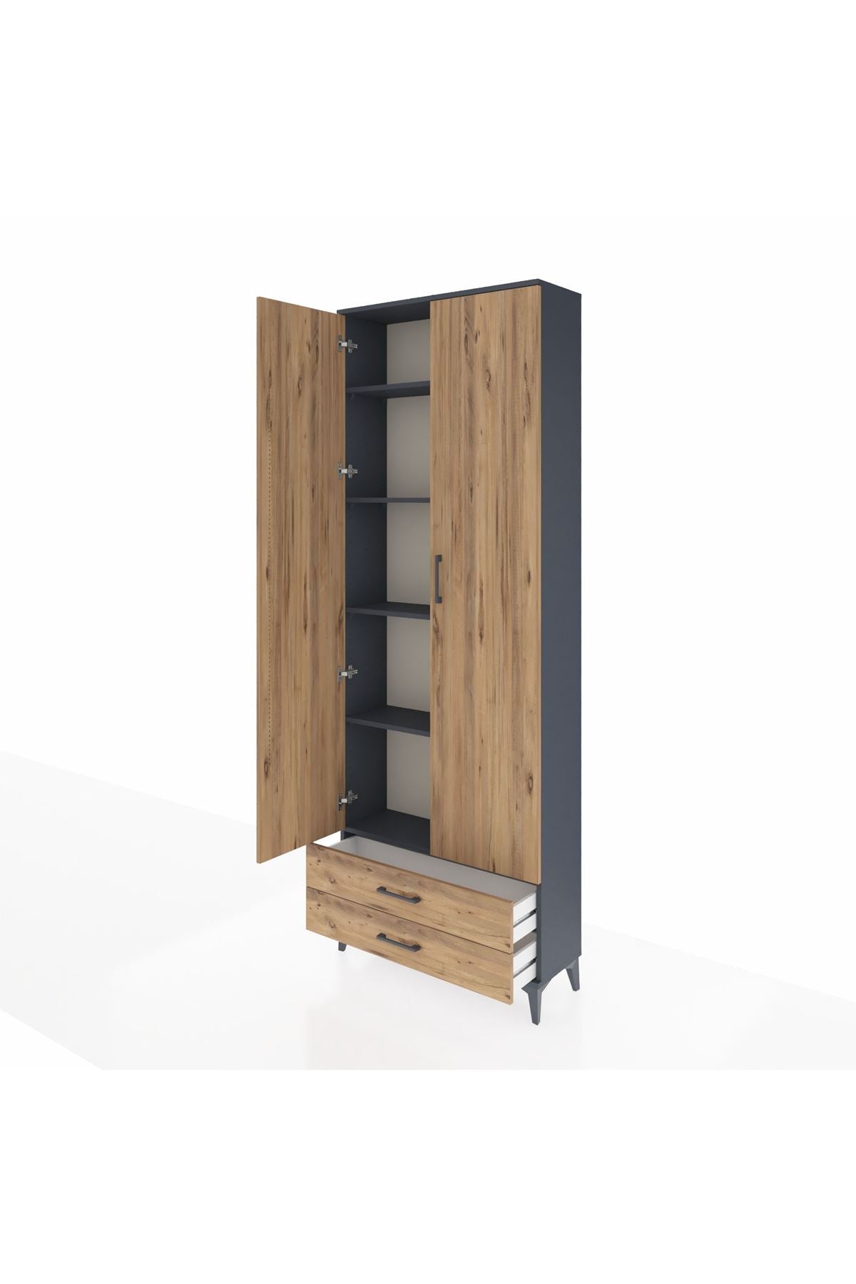 Arges Dolap 5 Raflı 2 Çekmeceli 2 Kapaklı 88x30x243 - S33M277V6A