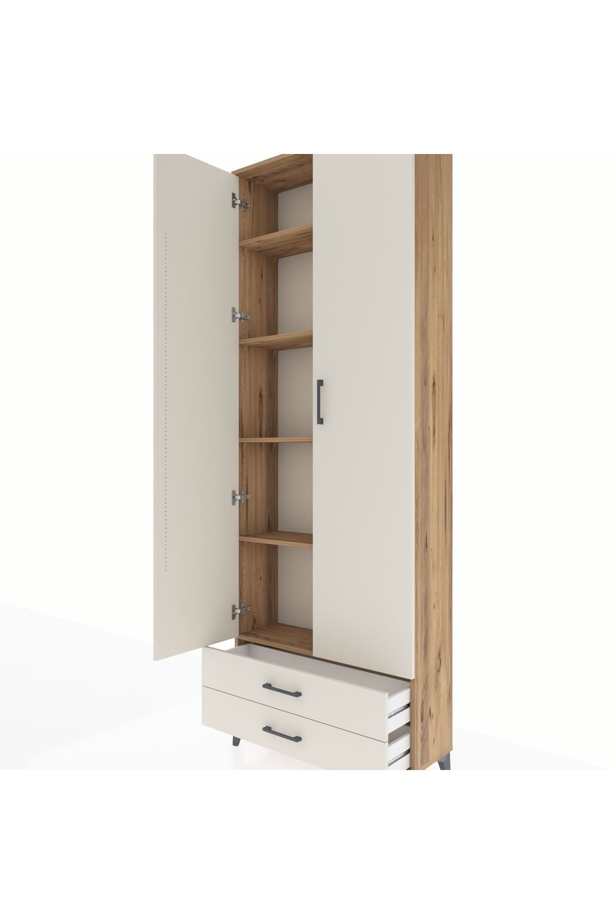 Arges Dolap 5 Raflı 2 Çekmeceli 2 Kapaklı 88x30x243 - S33M277V7A