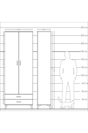 Arges Dolap 5 Raflı 2 Çekmeceli 2 Kapaklı 88x30x243 - S33M277V7A