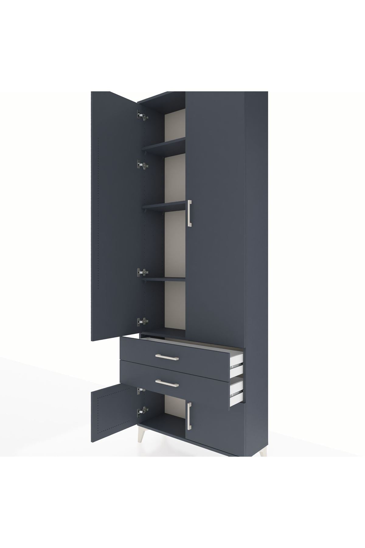 Arges Dolap 4 Raflı 2 Çekmeceli 4 Kapaklı 88x30x243 - S33M279V5A