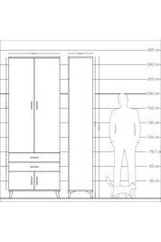 Arges Dolap 4 Raflı 2 Çekmeceli 4 Kapaklı 88x30x243 - S33M279V6A