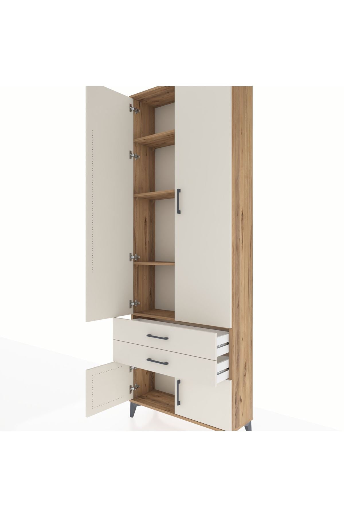 Arges Dolap 4 Raflı 2 Çekmeceli 4 Kapaklı 88x30x243 - S33M279V7A