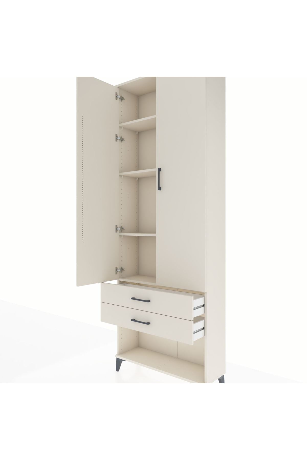 Arges Dolap 4 Raflı 2 Çekmeceli 2 Kapaklı 88x30x243 - S33M281V1A