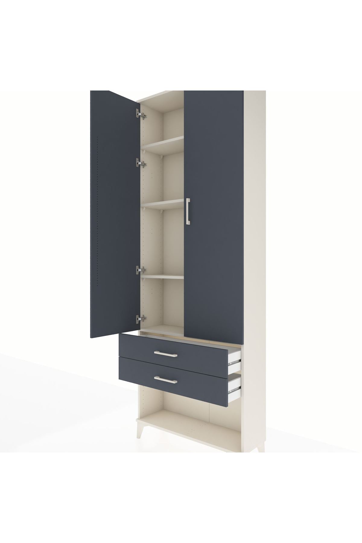 Arges Dolap 4 Raflı 2 Çekmeceli 2 Kapaklı 88x30x243 - S33M281V2A