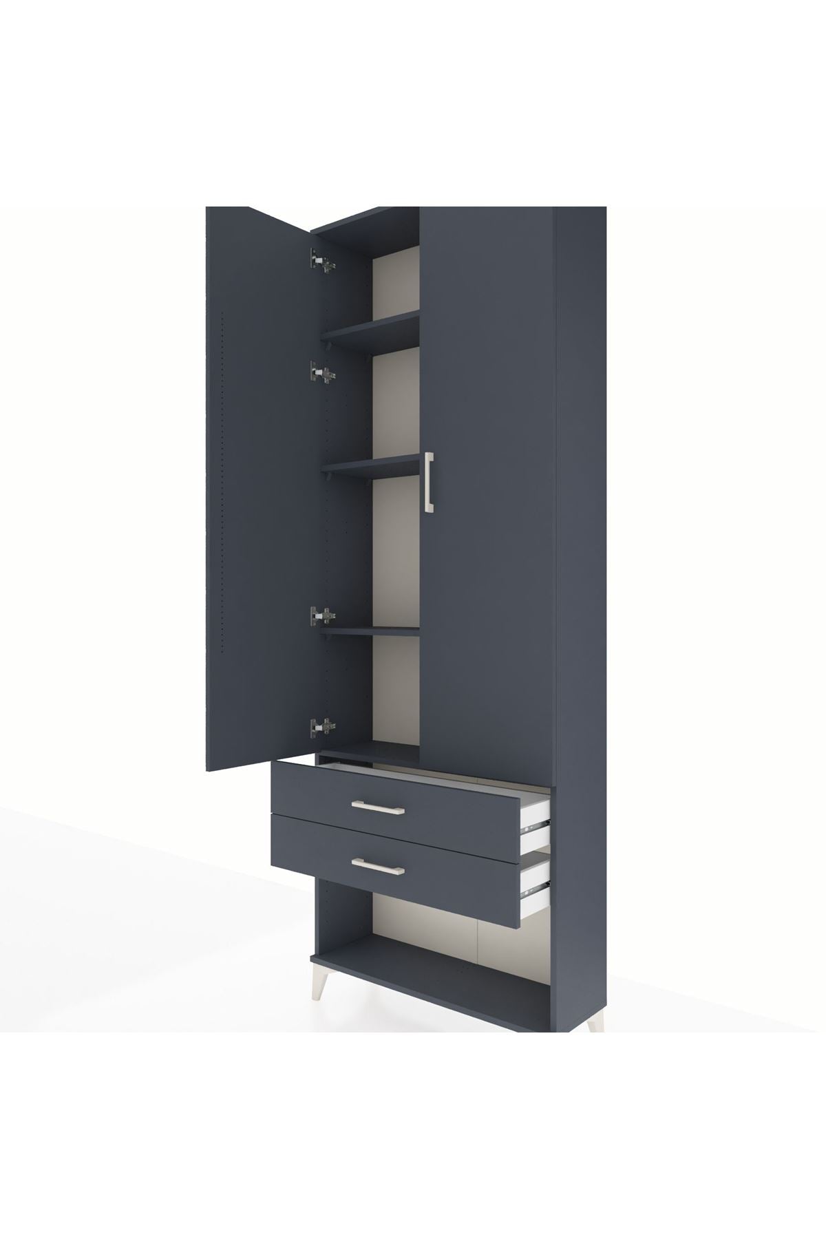 Arges Dolap 4 Raflı 2 Çekmeceli 2 Kapaklı 88x30x243 - S33M281V5A