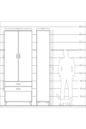 Arges Dolap 4 Raflı 2 Çekmeceli 2 Kapaklı 88x30x243 - S33M281V6A