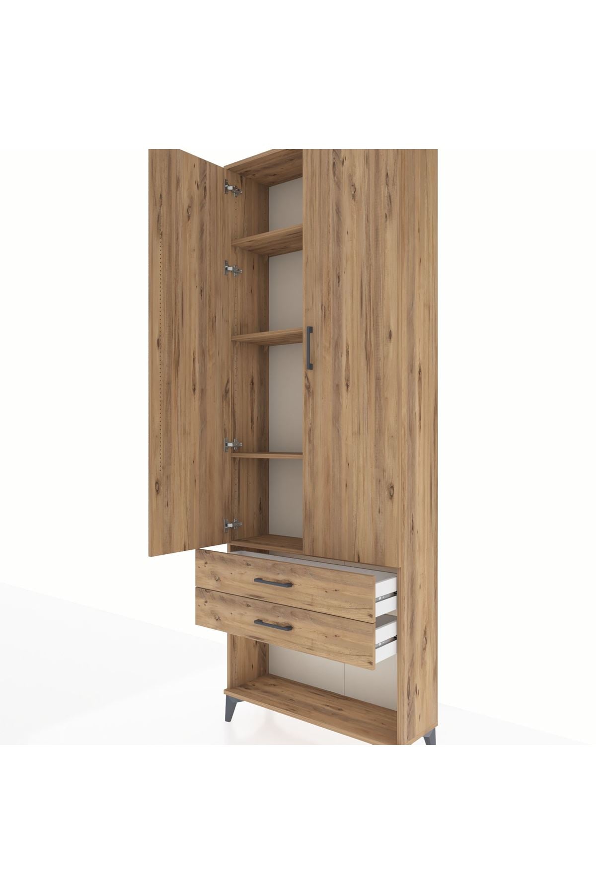 Arges Dolap 4 Raflı 2 Çekmeceli 2 Kapaklı 88x30x243 - S33M281V9A