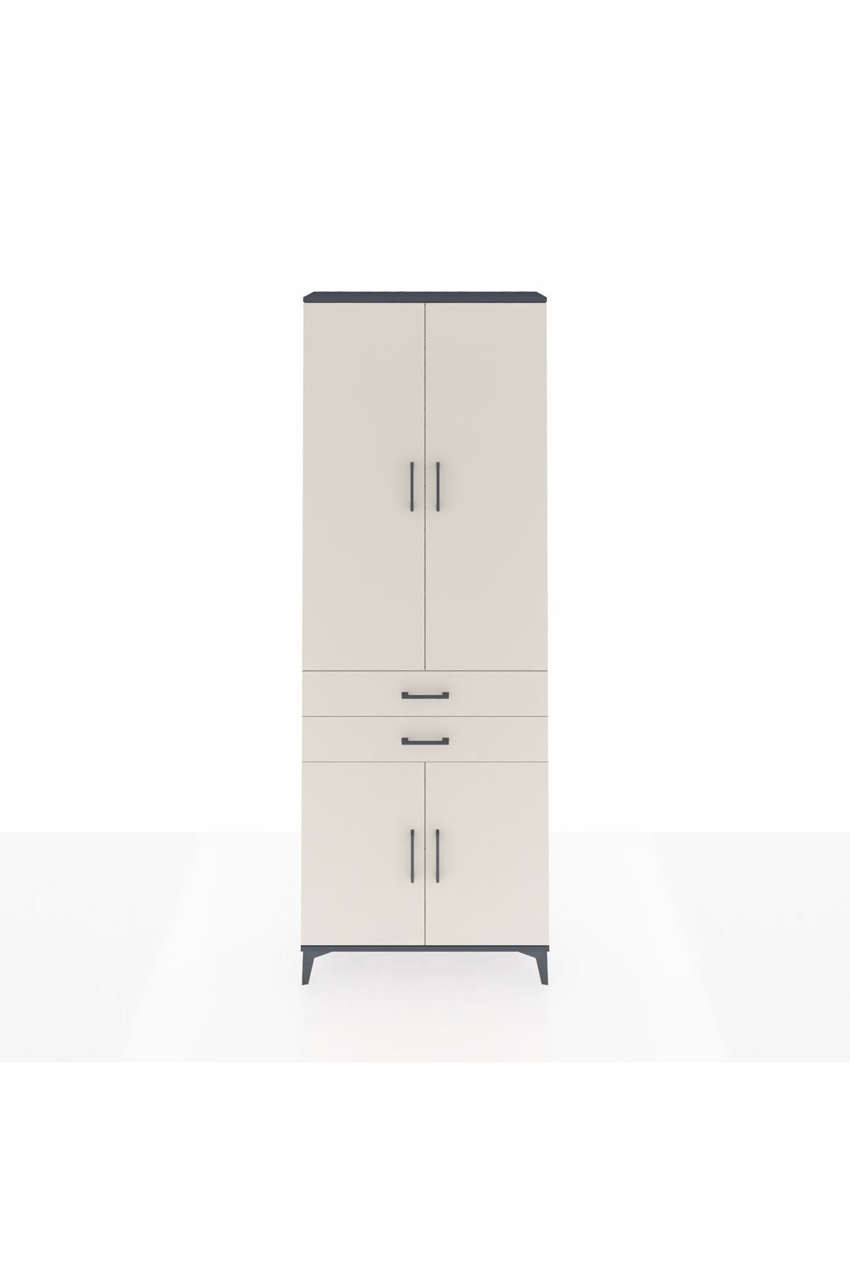 Arges Dolap 5 Raflı 2 Çekmeceli 4 Kapaklı 88x30x243 - S33M283V4A