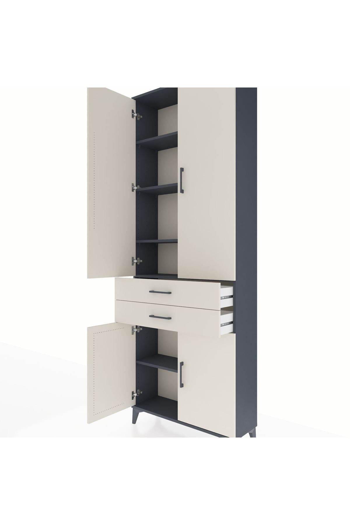Arges Dolap 5 Raflı 2 Çekmeceli 4 Kapaklı 88x30x243 - S33M283V4A