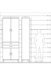 Arges Dolap 5 Raflı 2 Çekmeceli 4 Kapaklı 88x30x243 - S33M283V9A