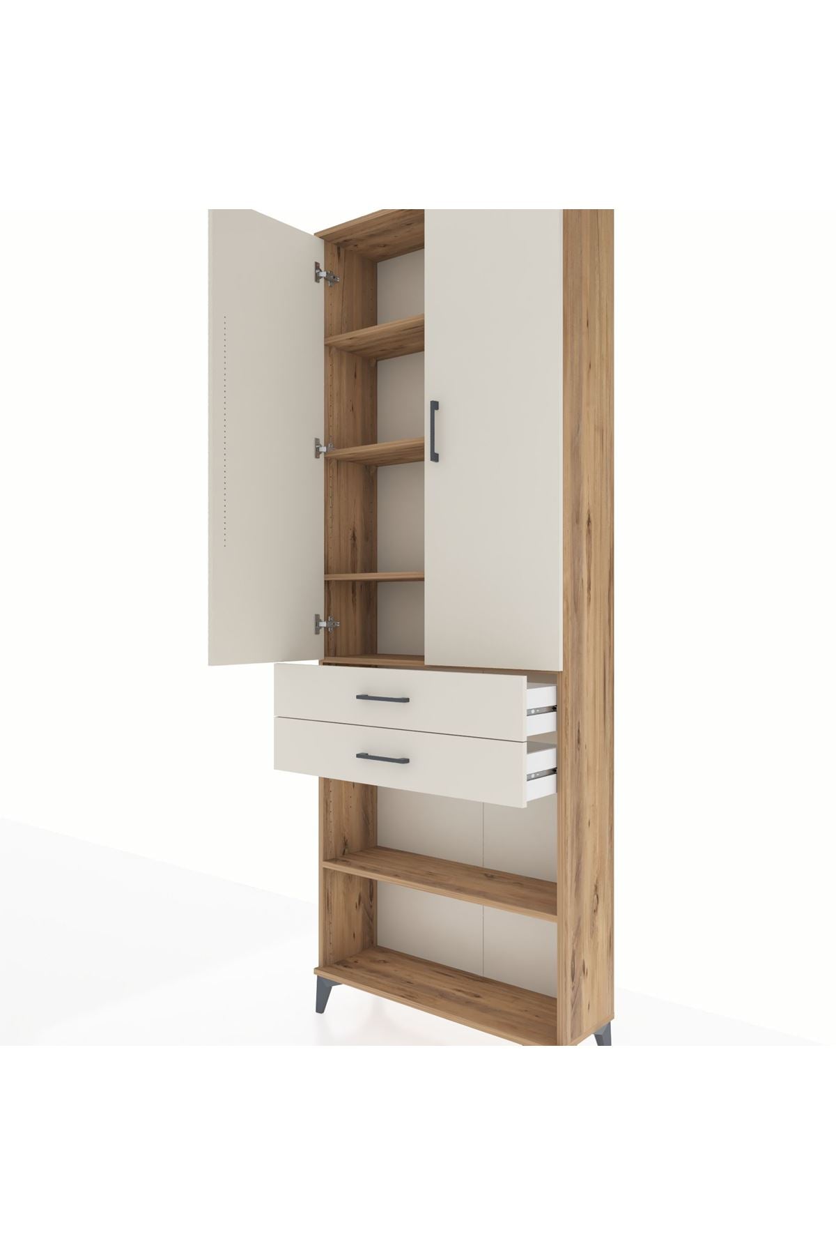 Arges Dolap 5 Raflı 2 Çekmeceli 2 Kapaklı 88x30x243 - S33M285V7A