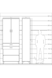 Arges Dolap 5 Raflı 2 Çekmeceli 2 Kapaklı 88x30x243 - S33M285V8A
