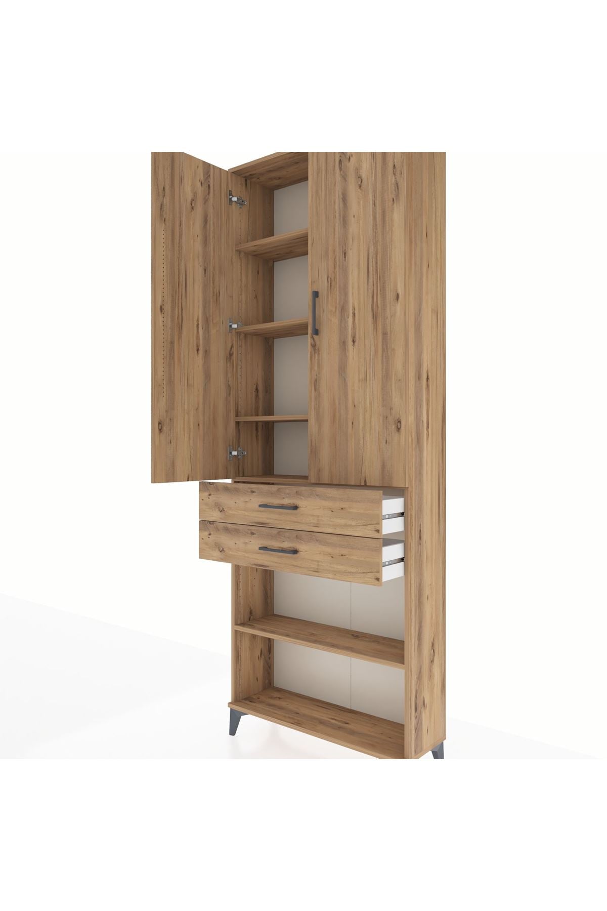 Arges Dolap 5 Raflı 2 Çekmeceli 2 Kapaklı 88x30x243 - S33M285V9A