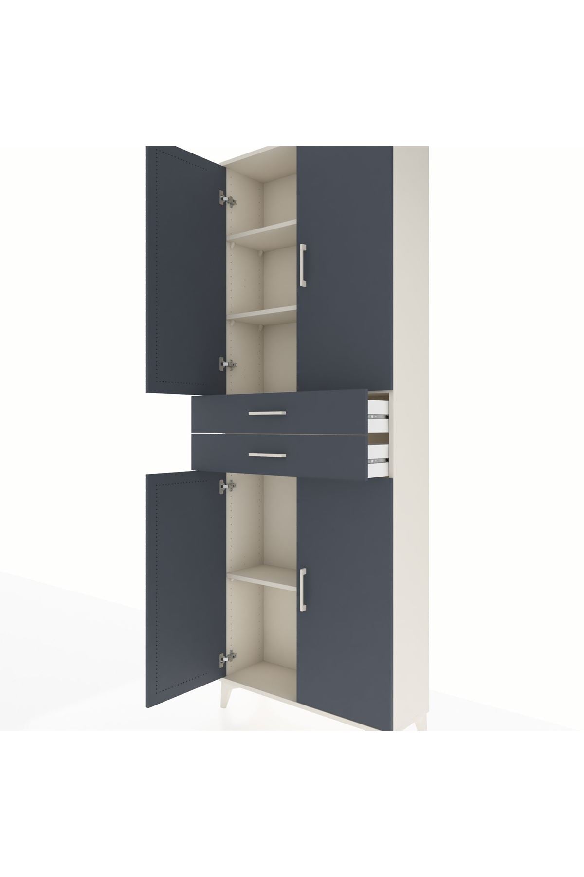 Arges Dolap 4 Raflı 2 Çekmeceli 4 Kapaklı 88x30x243 - S33M287V2A