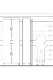 Arges Dolap 4 Raflı 2 Çekmeceli 4 Kapaklı 88x30x243 - S33M287V3A