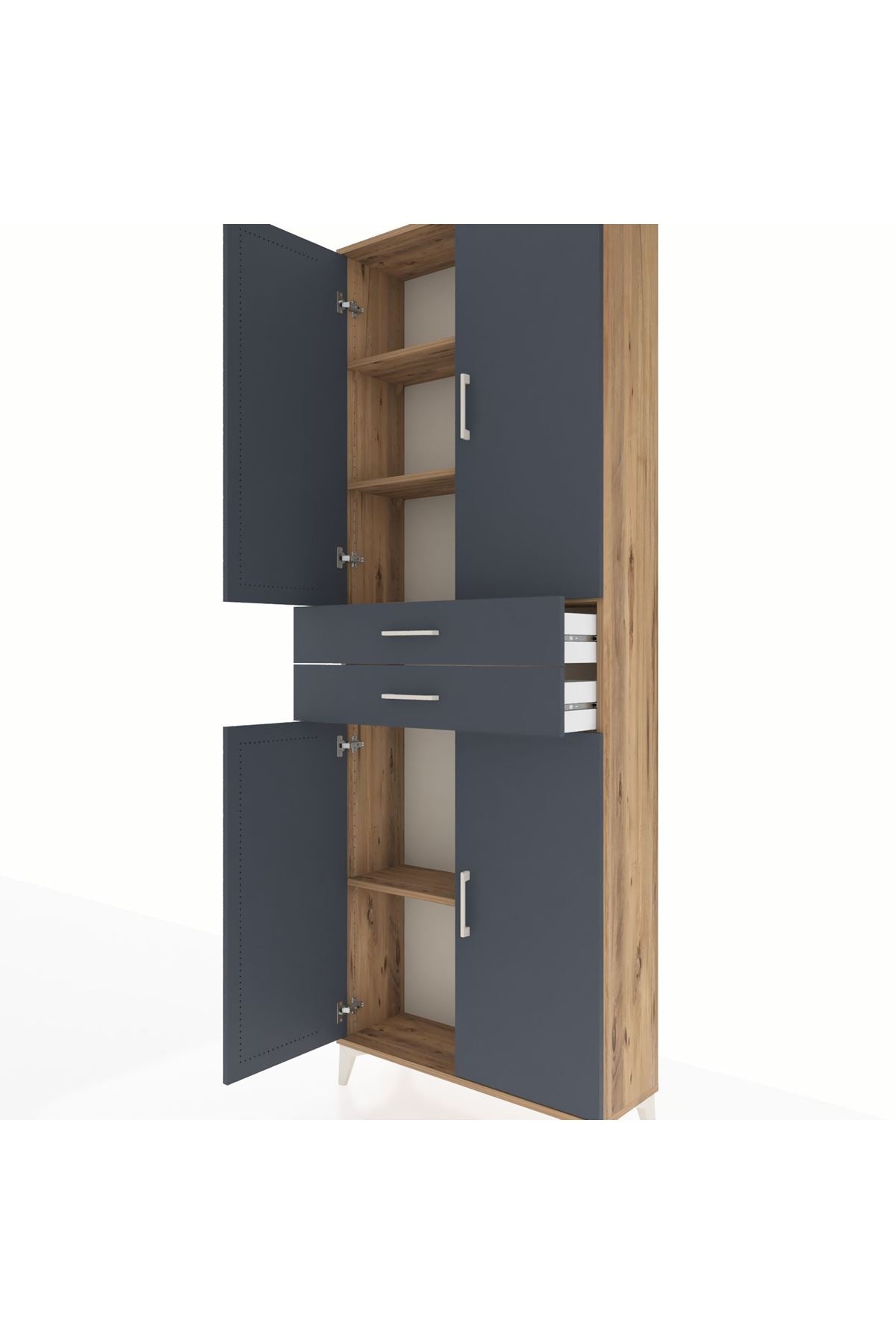 Arges Dolap 4 Raflı 2 Çekmeceli 4 Kapaklı 88x30x243 - S33M287V8A